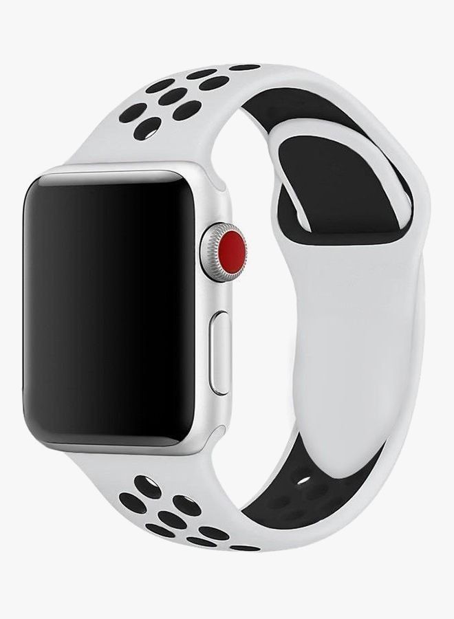 سوار بديل من السيليكون لساعة Apple Watch Series 5/6/7 42/44/45 ملم أبيض / أسود - Image 1