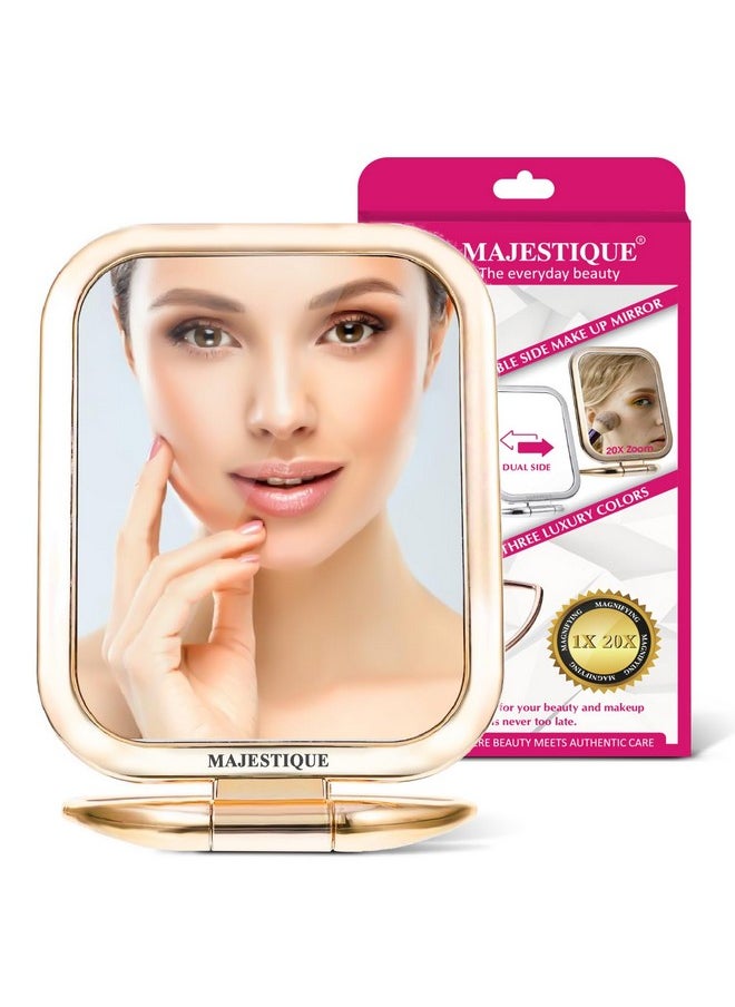 MAJESTIQUE MAJESTIQUE Tabletop Mount Double Side Makeup Mirror, 1X/20X Square Zoom Mirror, Vanity Mirror With Stand For Desk Table Camping Travel Personal, 180 Degree - Multicolor  - Image 1