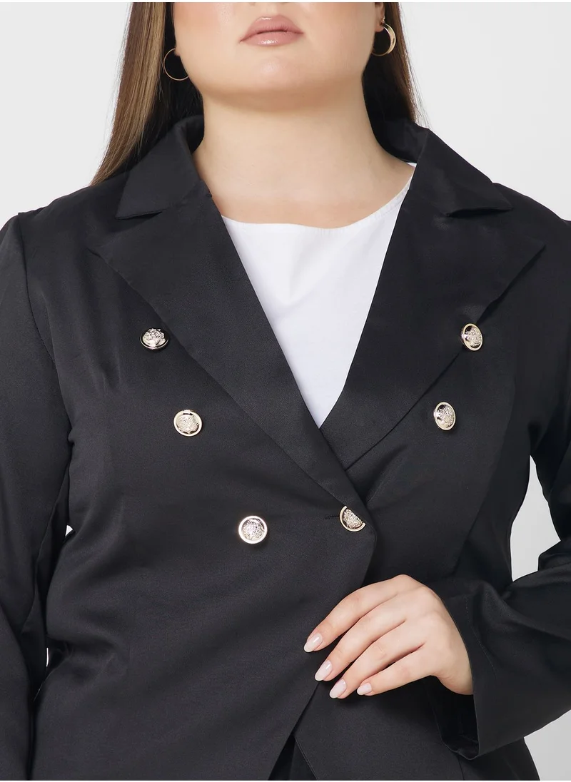 Ella Plus Button Detail Blazer