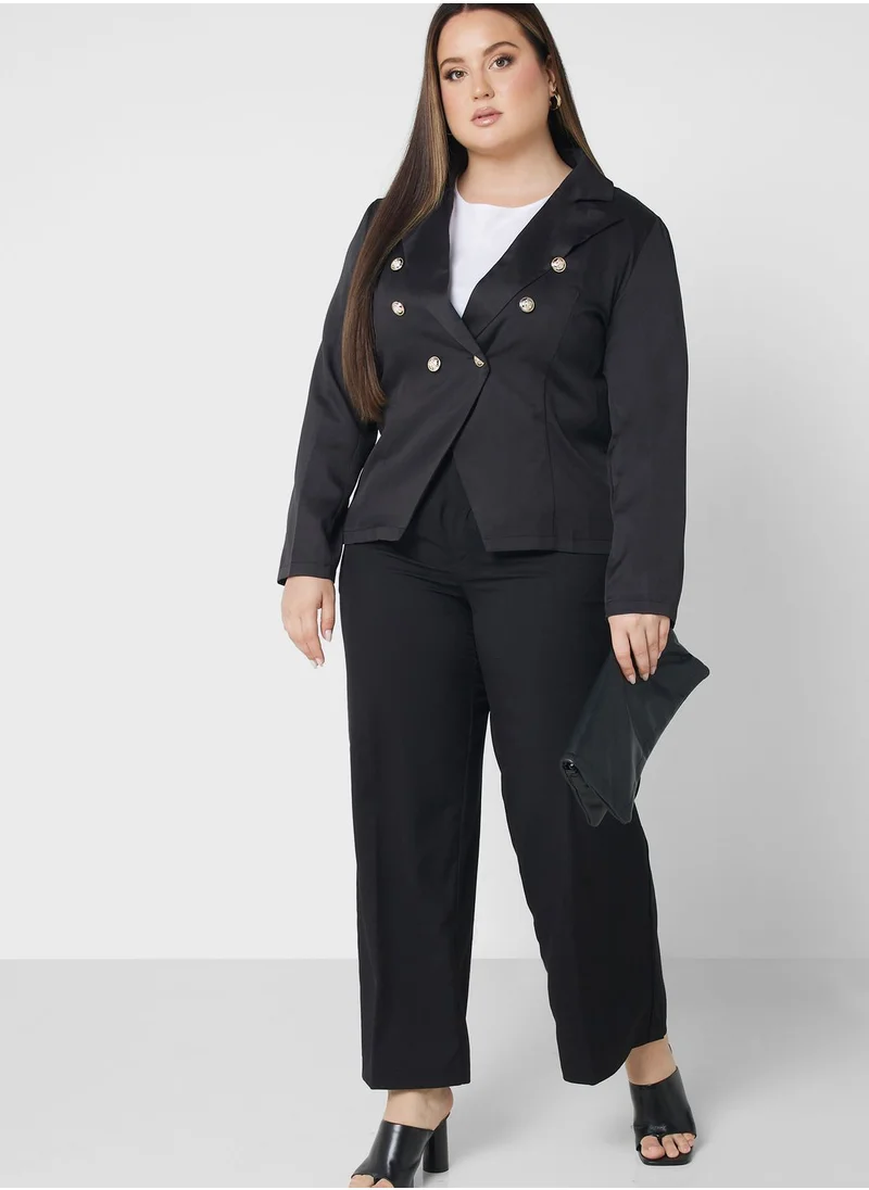 Ella Plus Button Detail Blazer