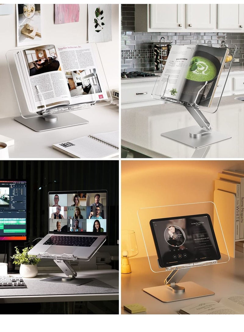 عام حامل كمبيوتر محمول ، حامل كتب للقراءة ، حامل كتب الطبخ ، ارتفاع وزاوية قابلة للتعديل ، قاعدة دوارة 360 درجة ، ألمنيوم ، قابل للطي ، محمول ، للمكتب ، المطبخ ، الكتب المدرسية ، الوصفة ، المجلة ، الكمبيو - Image 2