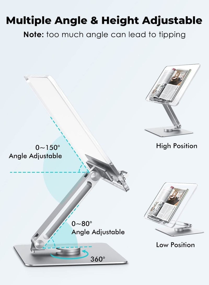 عام حامل كمبيوتر محمول ، حامل كتب للقراءة ، حامل كتب الطبخ ، ارتفاع وزاوية قابلة للتعديل ، قاعدة دوارة 360 درجة ، ألمنيوم ، قابل للطي ، محمول ، للمكتب ، المطبخ ، الكتب المدرسية ، الوصفة ، المجلة ، الكمبيو - Image 3