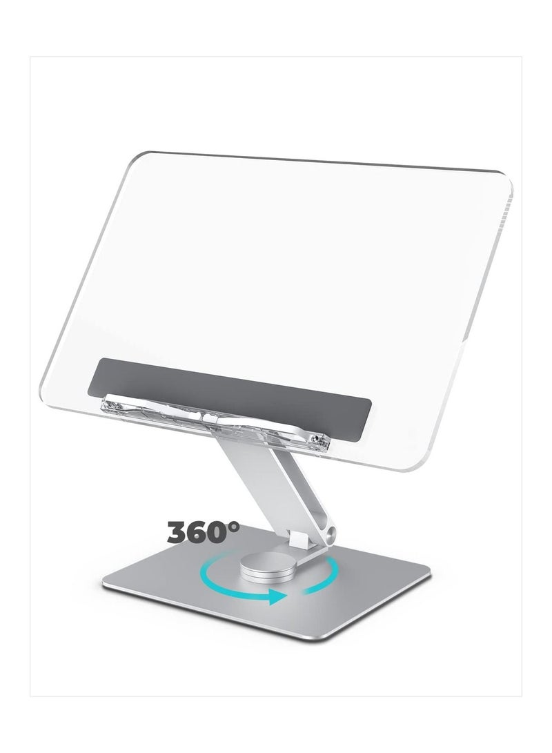 عام حامل كمبيوتر محمول ، حامل كتب للقراءة ، حامل كتب الطبخ ، ارتفاع وزاوية قابلة للتعديل ، قاعدة دوارة 360 درجة ، ألمنيوم ، قابل للطي ، محمول ، للمكتب ، المطبخ ، الكتب المدرسية ، الوصفة ، المجلة ، الكمبيو - Image 1