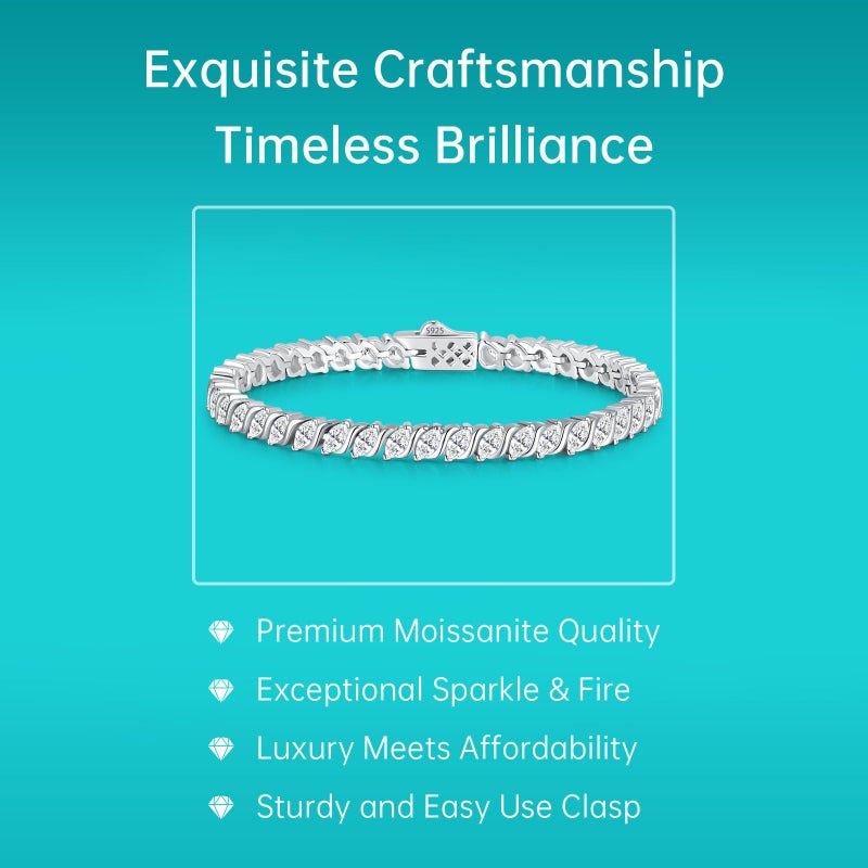 LOIPURI Moissanite Tennis Bracelets for Women Wave Marquise Cut D Color VVS1 Moissanite White Gold Plated Sterling Silver Tennis Bracelet Hypoallergenic Bezel Setting 6.5/7 In Ideal Gift for Her - Image 4