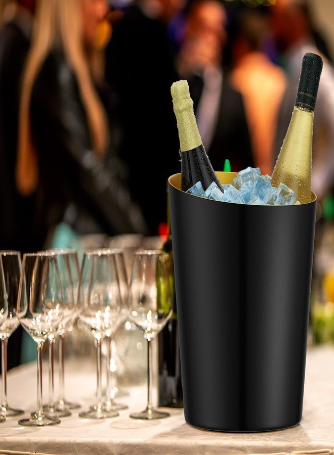 Otoolling Black Champagne Ice Bucket 5-Quart(4.7 L) Metal Doublewall Hammered Stainless Steel Wine Bucket for Bar, Party, Wedding, Banquet, Outdoor BBQ(Oblique Mouth) - Image 5