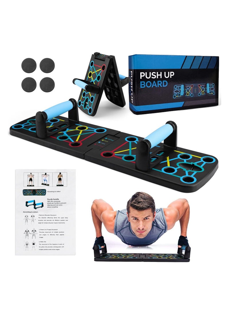 Generic Push Up Board 9 in 1 Home Workout Equipment Multi-Functional Push up Bar System Fitness Floor Chest Muscle Exercise Professional Equipment Burn Fat Strength Training Arm 24.8 inch Push Up Board  - Image 1