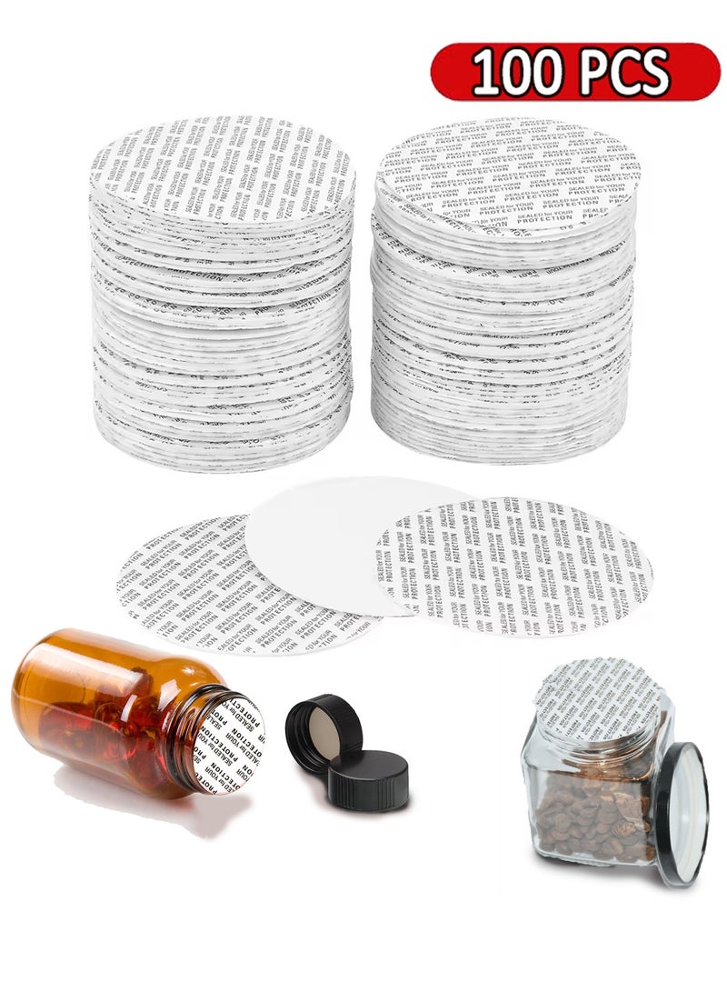 Pressure Sensitive Seals,Cap Liners, Bottle Seal,Foam Safety Tamper Resistant Sealing Waterproof Gasket for Cosmetic Plastic Glass Bottle Flask Jar Lid Case Canning Vials(Diameter 24mm/100 Pieces)  - Image 1