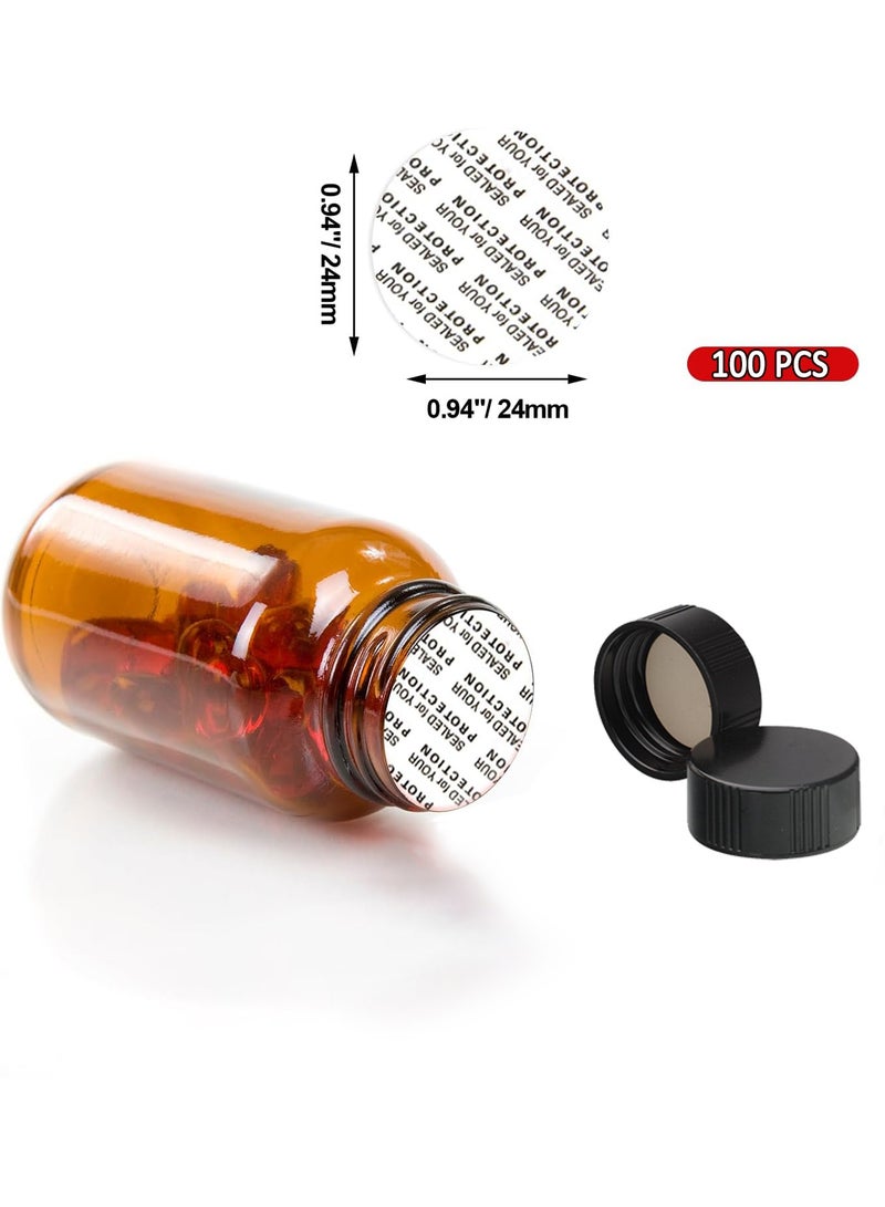 Pressure Sensitive Seals,Cap Liners, Bottle Seal,Foam Safety Tamper Resistant Sealing Waterproof Gasket for Cosmetic Plastic Glass Bottle Flask Jar Lid Case Canning Vials(Diameter 24mm/100 Pieces)  - Image 2