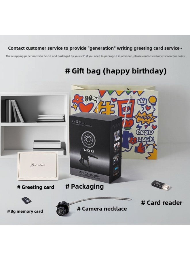 Mini Mini Small Camera Paraphernalia Photographable HD Pixel Student Party Campus Special Ccd Female-Color: Camera + Necklace + 8g Memory Card + Card Reader (can Be Transferred To Mobile Phones And Videos)  - Image 1