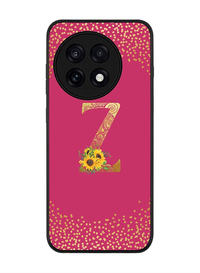 Stylizedd For OnePlus 13R / Ace 5 Pro Case,Slim fit Camera Protection, Shockproof Thin Phone cover  - Custom Floral Monogram - Z ( Deep Pink )
