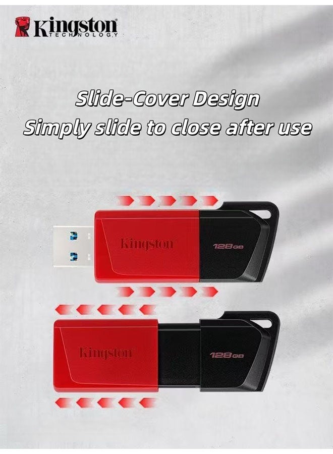 Kingston Grey DataTraveler®Exodia™M 128GB USB 3.2 High-Speed Flash Drive, One-Touch Sliding Cover Design, Eliminates Lost Caps, Suitable for Office and Entertainment Use - Image 4