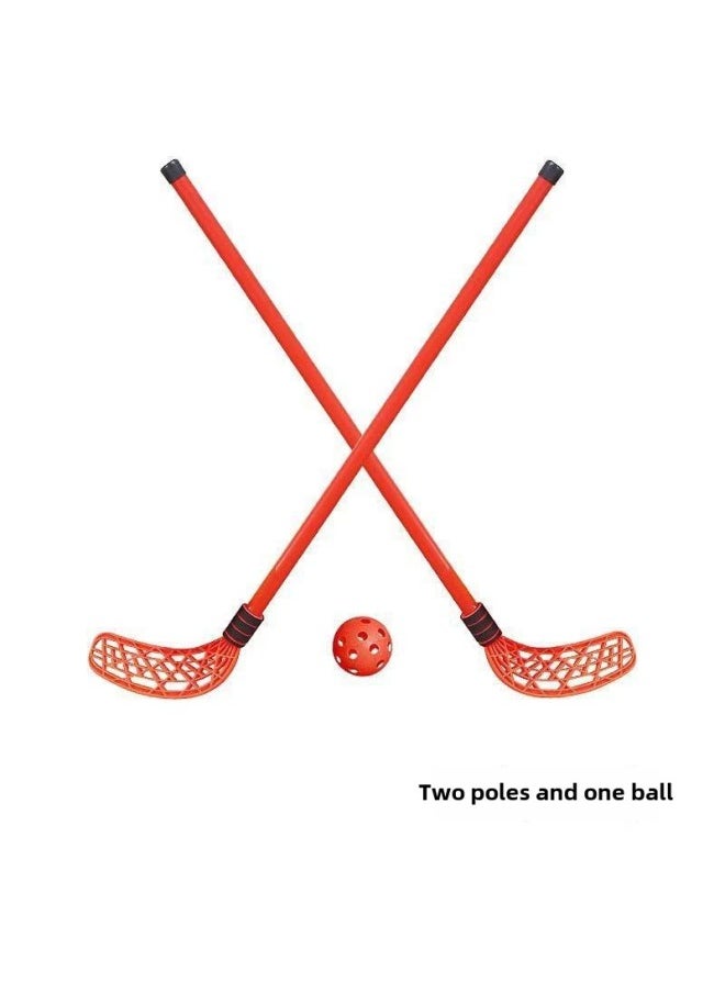 Generic - Children's Hockey Toy Kindergarten Feelings Training Ice Hockey Props Outdoor Sports Parent-Child Interactive Games-Color:100cm Hockey Stick Red 2 Pieces With 1 Ball - Image 1