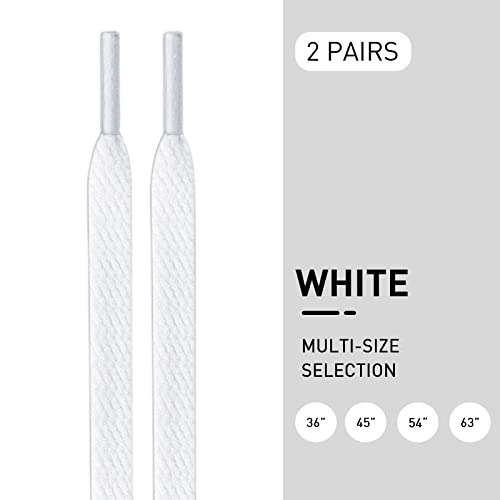 NDTEZUGT 2 Pair Flat Shoelaces 36"-72" Length Replacement Laces for Air Force 1,with 2 Pair Shoe Lace Charms for AF1 Sneakers, 5/16" Wide Shoe Strings Replacement for Jordans 1 (White, 54"/138cm) - Image 3