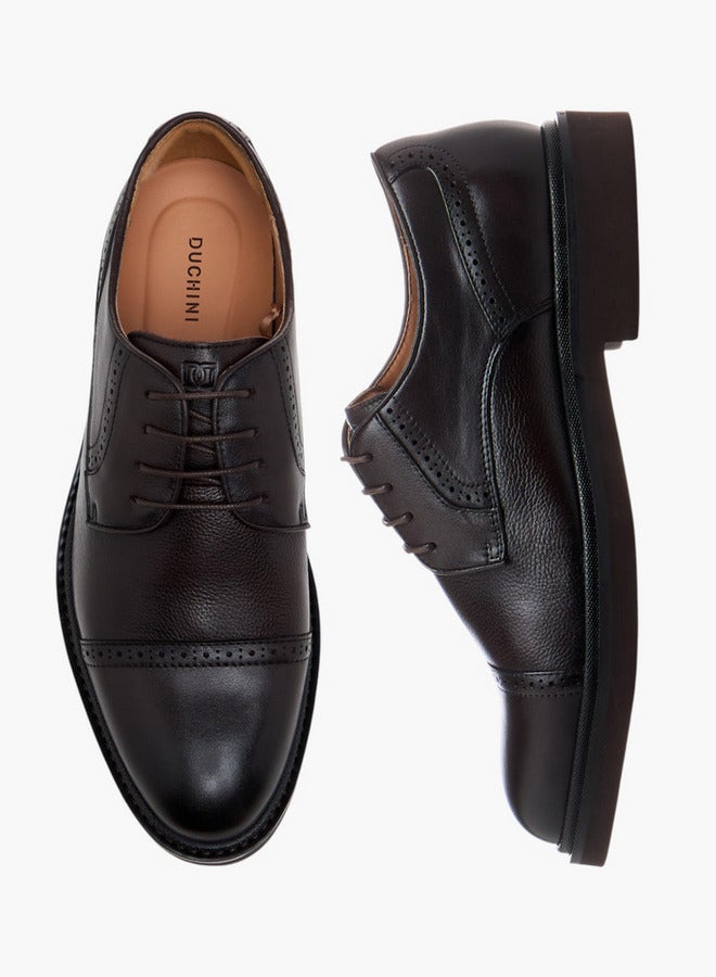 DUCHINI Men's Textured Lace-Up Derby Shoes  - Image 1