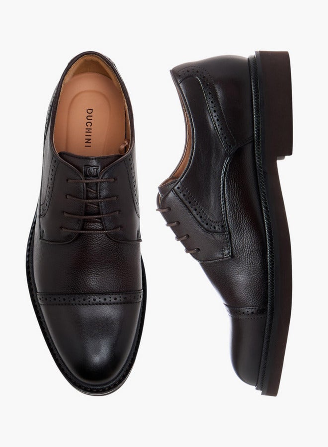 DUCHINI Men's Textured Lace-Up Derby Shoes - Image 2