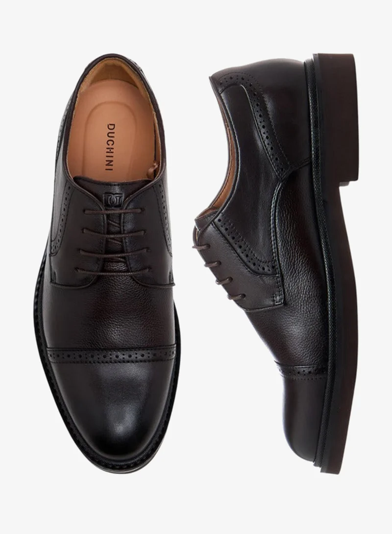 DUCHINI Men's Textured Lace-Up Derby Shoes