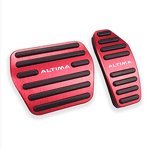 LEXLEY 2PCS Anti-Slip Aluminum Brake Gas Pedal Pads,Auto No Drilling Accelerator Pedal Covers For Nissan Altima 2019 2020 2021 2022 2023 2024 2025-RED - Image 1