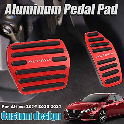 LEXLEY 2PCS Anti-Slip Aluminum Brake Gas Pedal Pads,Auto No Drilling Accelerator Pedal Covers For Nissan Altima 2019 2020 2021 2022 2023 2024 2025-RED - Image 2