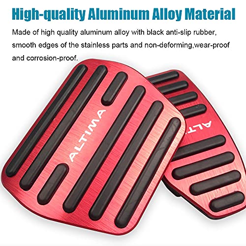 LEXLEY 2PCS Anti-Slip Aluminum Brake Gas Pedal Pads,Auto No Drilling Accelerator Pedal Covers For Nissan Altima 2019 2020 2021 2022 2023 2024 2025-RED - Image 3