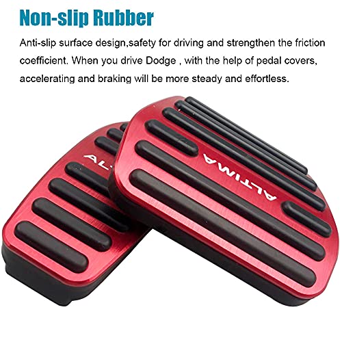 LEXLEY 2PCS Anti-Slip Aluminum Brake Gas Pedal Pads,Auto No Drilling Accelerator Pedal Covers For Nissan Altima 2019 2020 2021 2022 2023 2024 2025-RED - Image 4