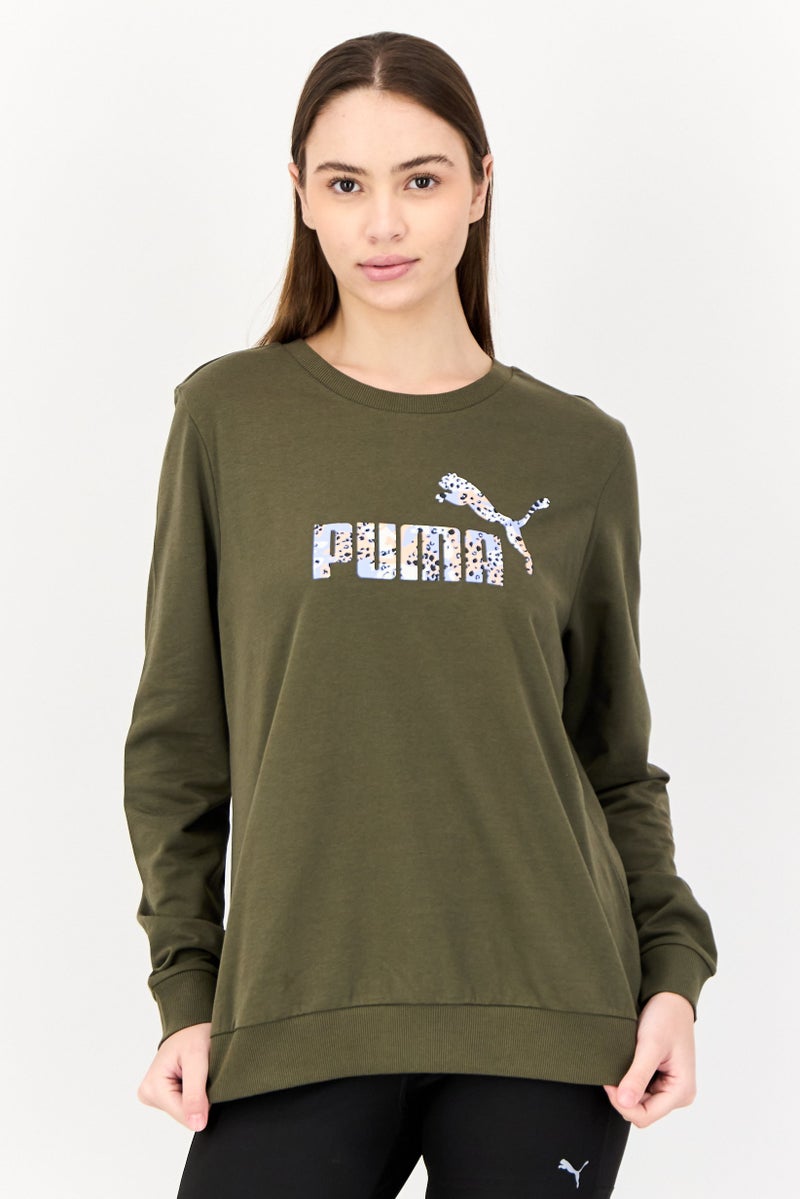 PUMA Women Sportswear Fit Long Sleeves Outdoor Sweatshirt, Olive  - Image 1