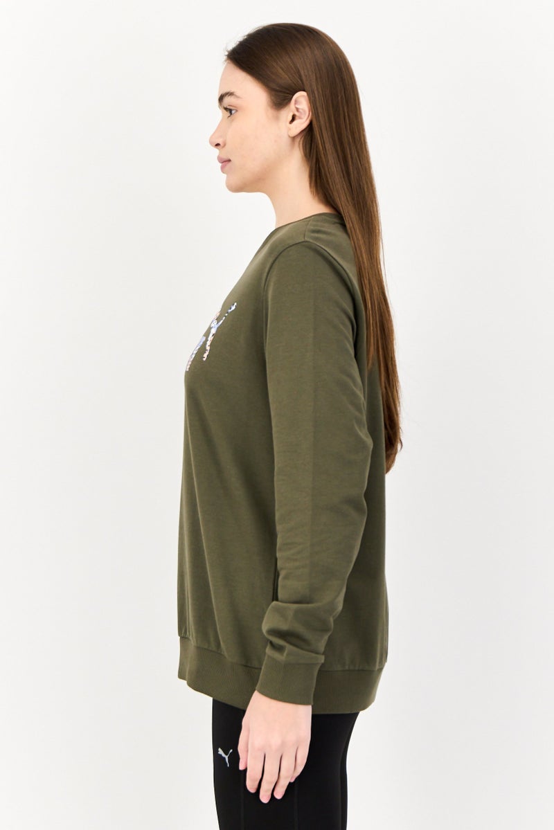 PUMA Women Sportswear Fit Long Sleeves Outdoor Sweatshirt, Olive  - Image 3