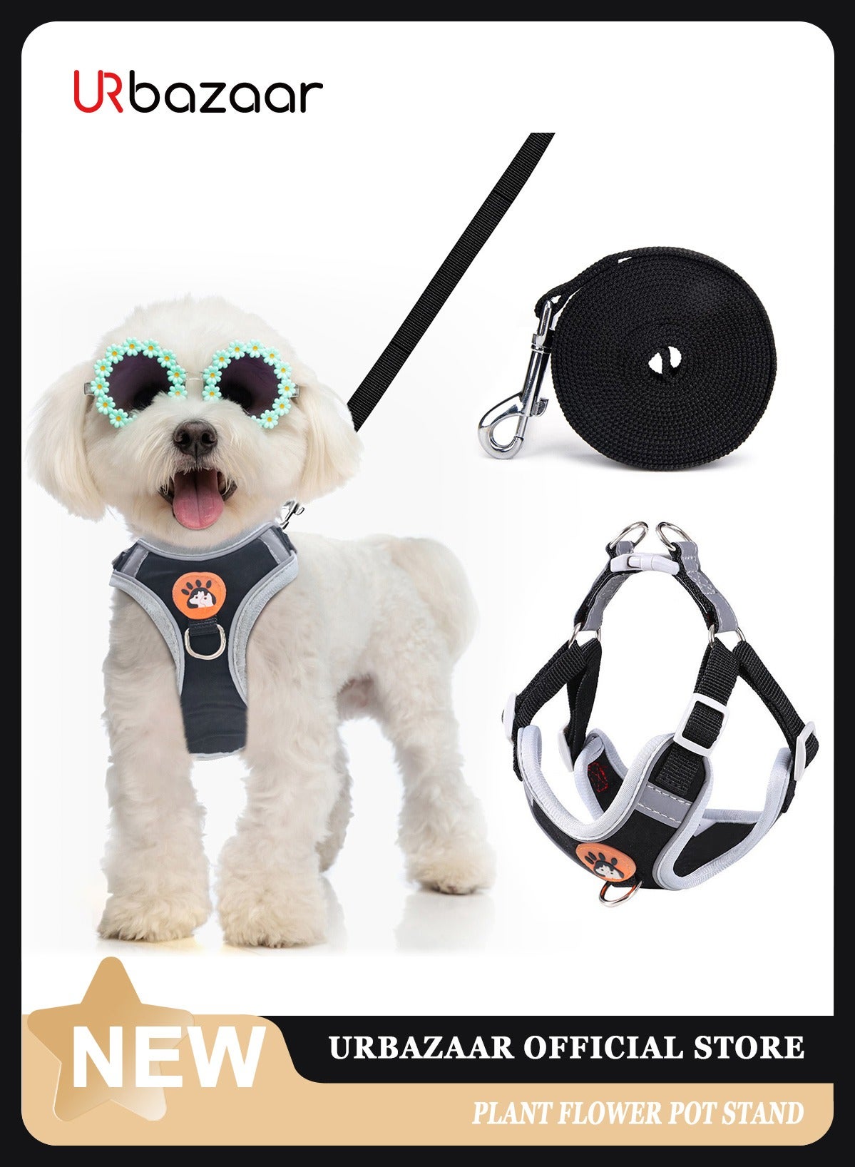 Small Dog Harness No Pull, Adjustable Dog Strap, Easy Control Padded Dog Vest Harness, Reflective No-Pull Pet Harness for Outdoor Walking,Training