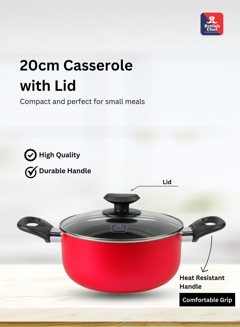 British Chef 9 Piece Nonstick Cookware Set,  Casserole + Lid, Saucepan + Lid, frypan, Nylon Turner, Nylon Ladle - Image 3