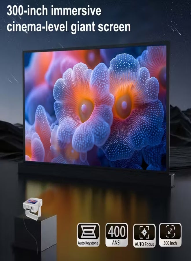 Portable Projector A10PRO, Native 1080P Full HD with 4K Ultra HD Support, WiFi 6, Android 12, Auto Keystone & Focus, Ceiling/Table Mount, 300-Inch Home Theater Projector, Multi-Device Connectivity, Decorative Gift - Image 2