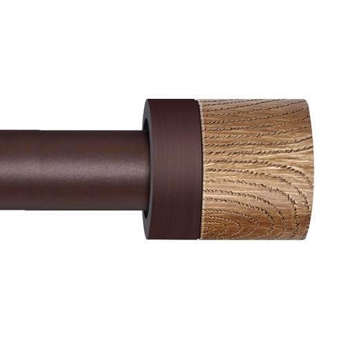 QITERI Bronze Curtain Rods for Windows 72 to 144 Inches(6-12ft),1 inch Adjustable Window Curtain Rods with Imitation Wood Grain Finials,Heavy Duty Decorative Drapery Rod for Bedroom,Kitchen and patio - Image 1