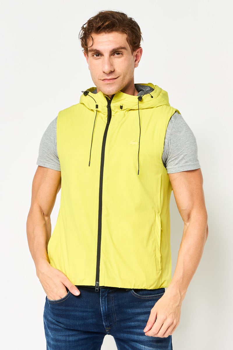 LACOSTE Men Solid Windbreaker Jacket, Lime Green - Image 3