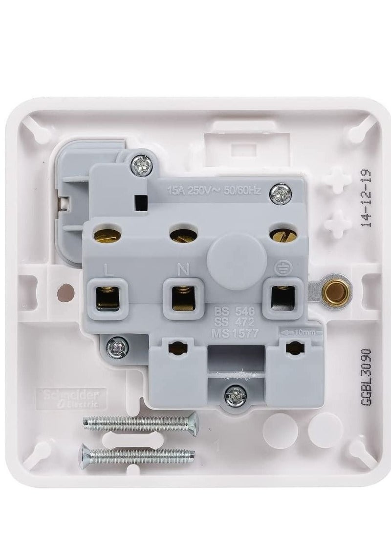 Schneider Electric GGBL3090 Lisse Moulded Socketoutlet, 15A, 1 Gang, Matt White - Image 3