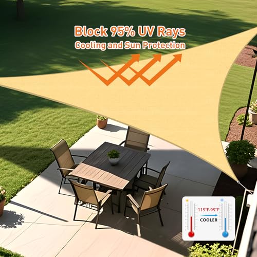 Artpuch Sun Shade Sail, 12'x12'x12' Sand Triangle, Curved Edged Commercial Grade 185GSM Permeable Outdoor Shade Cloth for Deck, Backyard, Patio (Custom Sizes Made) - Image 2