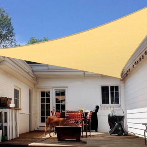 Artpuch Sun Shade Sail, 12'x12'x12' Sand Triangle, Curved Edged Commercial Grade 185GSM Permeable Outdoor Shade Cloth for Deck, Backyard, Patio (Custom Sizes Made) - Image 1