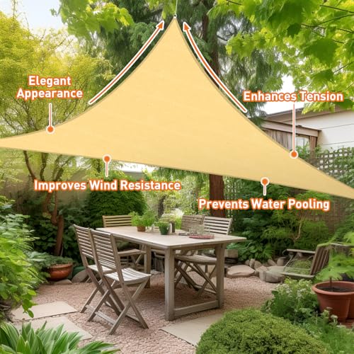 Artpuch Sun Shade Sail, 12'x12'x12' Sand Triangle, Curved Edged Commercial Grade 185GSM Permeable Outdoor Shade Cloth for Deck, Backyard, Patio (Custom Sizes Made) - Image 4