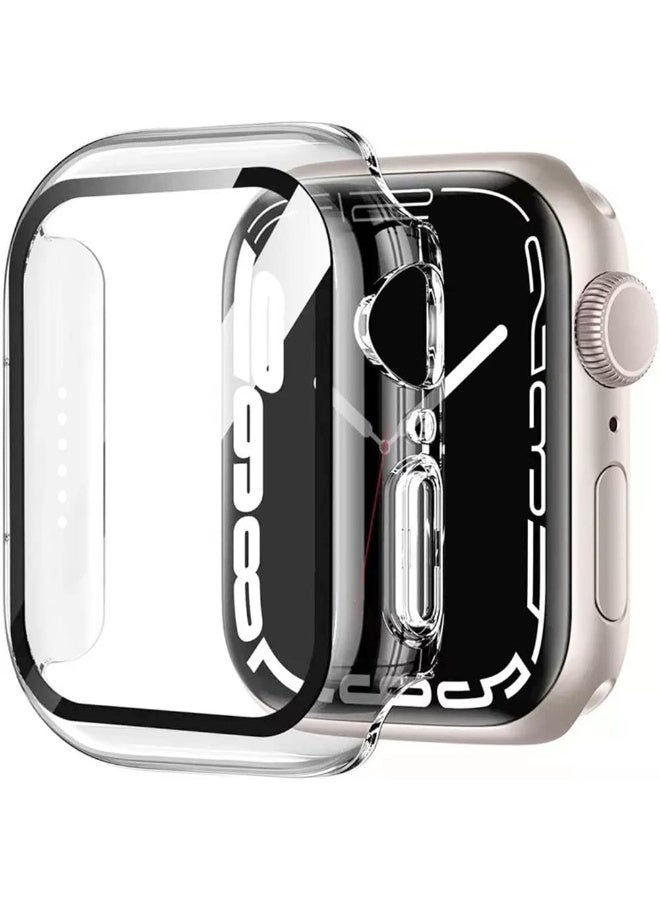 Tempered Glass Case 41mm Compatible with Apple Watch Series 7 41mm Tempered Glass Screen Protector Case, Full Coverage Hard Pc Shockproof Iwatch Cover Bumper - Image 1