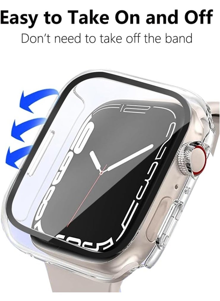 Tempered Glass Case 41mm Compatible with Apple Watch Series 7 41mm Tempered Glass Screen Protector Case, Full Coverage Hard Pc Shockproof Iwatch Cover Bumper - Image 2