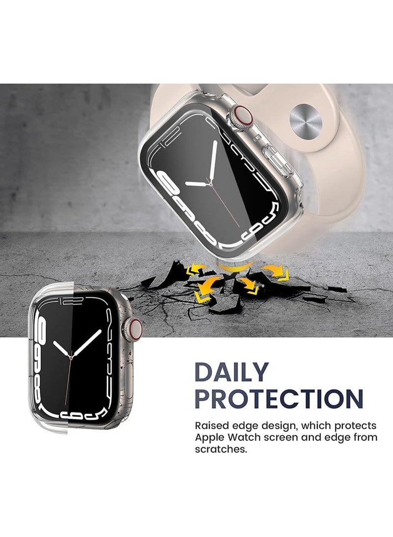 Tempered Glass Case 41mm Compatible with Apple Watch Series 7 41mm Tempered Glass Screen Protector Case, Full Coverage Hard Pc Shockproof Iwatch Cover Bumper - Image 3