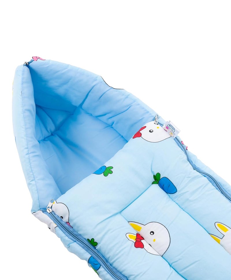 Baby Basket Baby Basket 09 Months New Born Baby Unisex Cotton Carry BagSleeping Bag 3 in 1 Baby Bed Carry Nest for Infant Bunny Print Blue  - Image 2