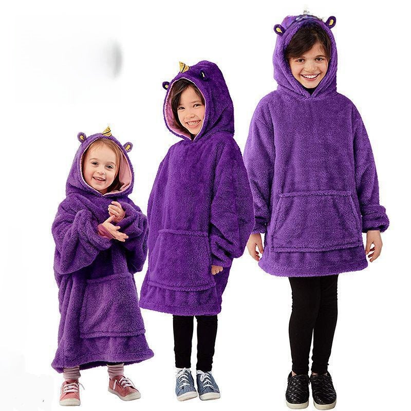 2019 New lazy pajamas winter new childrens home wear childrens storage warm clothes pet shape Purple - Image 4