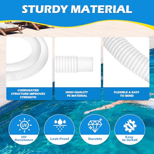 Picatu 2 Pcs 1.25" Pool Hose, 59" Long Accessory Pool Pump Replacement Hoses, Compatible with All Above Ground Pool Filter Pumps that Use 1 1/4 Diameter Hoses - Image 3