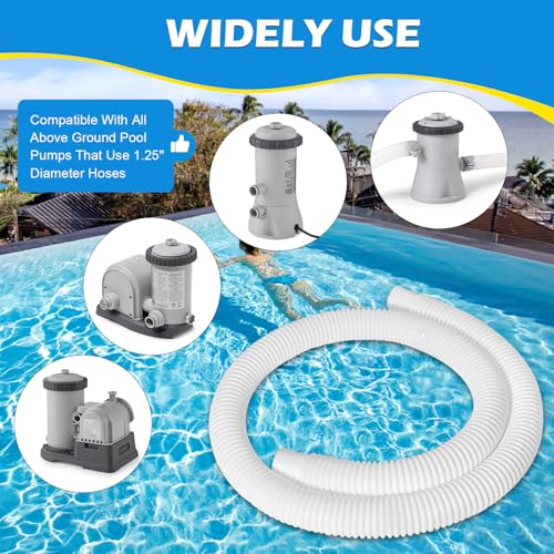 Picatu 2 Pcs 1.25" Pool Hose, 59" Long Accessory Pool Pump Replacement Hoses, Compatible with All Above Ground Pool Filter Pumps that Use 1 1/4 Diameter Hoses - Image 4