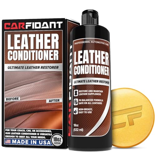 Carfidant Ultimate Leather Conditioner  Restorer  Full Leather Restore  Conditioning Kit with Applicator Pad for Car Seats Couch Furniture Shoe Sofa Bag  Purses  18 fl oz