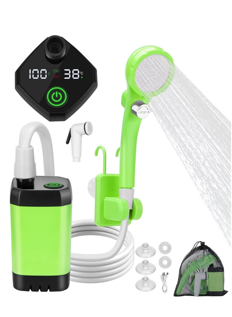 Portable Shower for Camping, Outdoor Electric Shower Rechargeable Pump with Intelligent Digital Display, Camping Shower Head Nozzle for Camping, Hiking, Traveling, Washing - Image 1