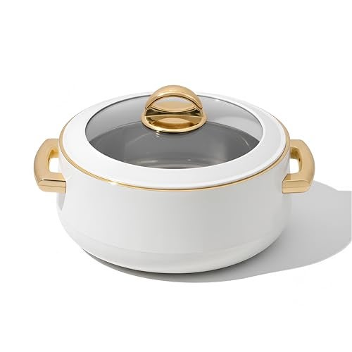SELVEL Giving Shape to Life! Elegance Glass Lid Casserole | Premium Stainless Steel Insulated Hot Pot | See-Through Lid | Keeps Food Hot & Fresh (1700 ML, White) - Image 1