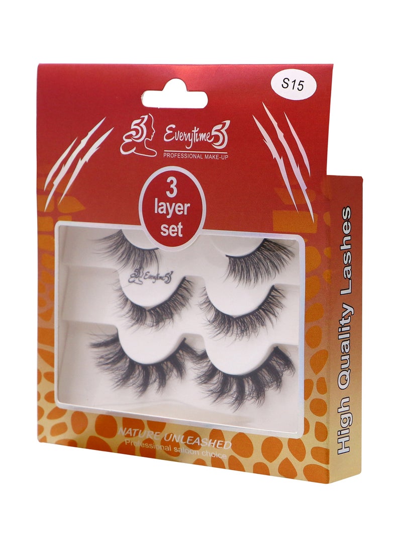 Everytime53 Women's 3 Layer Set Eye Lashes - S15 - Image 2