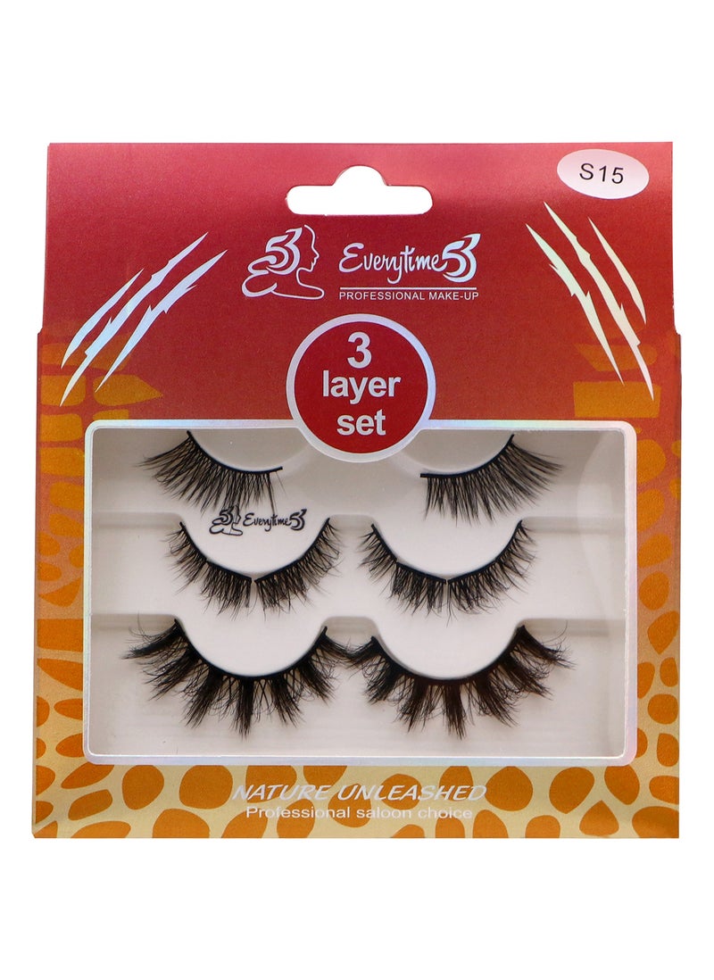 Everytime53 Women's 3 Layer Set Eye Lashes - S15 - Image 1