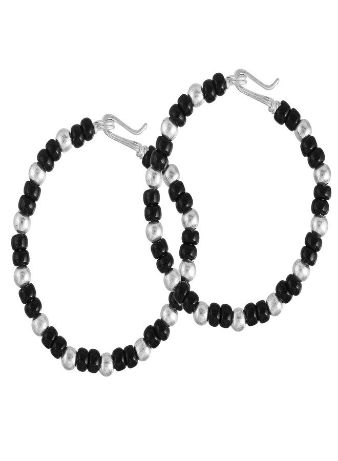 DULCI Silver Plated Black and White Beads Traditional Evil Eye Protection Baby Boy Baby Girl Bracelet Bangles Nazariya-Set Of 2 (0-2yrs) - Image 1