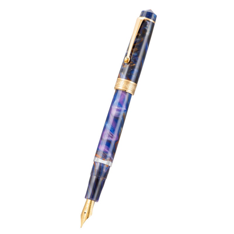 Asvine P20 Piston Fountain Pen Purple Resin, Iridium Extra Fine Nib Gold Trim Business Signature, Smooth Writer Collection with Case Set - Image 3