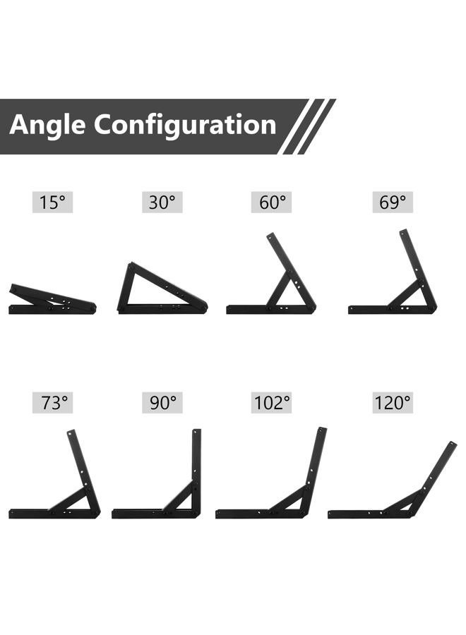 Sihnman Heavy Duty Adjustable Angle Bracket (2 pc) for Wall Mount, Roof Mount, Foldable Hinge Bracket, Truss and Frame for Solar Panel Stand, Awning Roof, Commercial Sign, Table Shelf Support. - Image 2